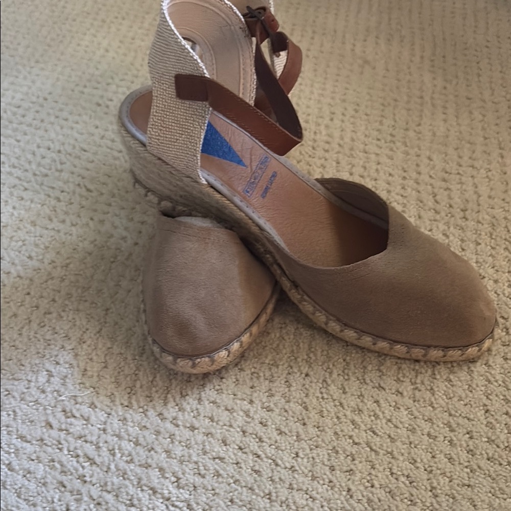 Brown Espadrille Wedge Shoes with Ankle Strap